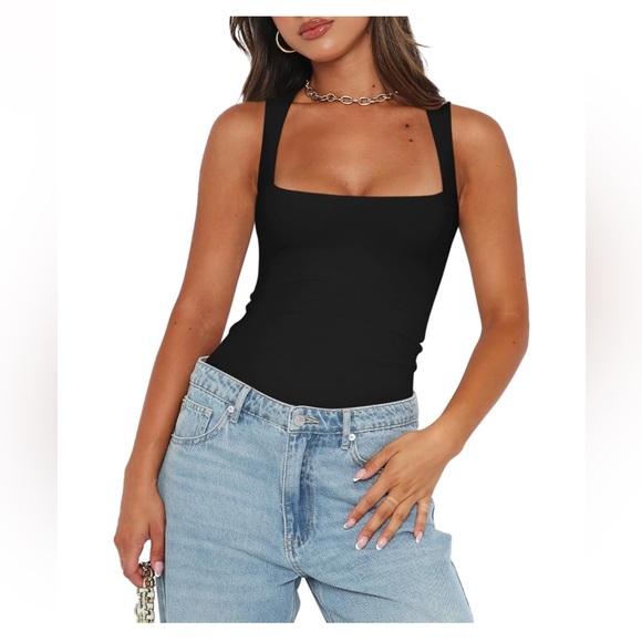 Butsmooth Women’s👩🏻SexySleeveless Square Neck Double Lined BodysuitTank Top Sz M - Picture 2 of 7